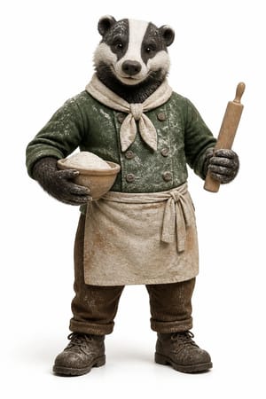 Bramble Badger, a cast photo from The Great Bramble Hollow Pie Caper