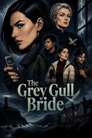 Poster for The Grey Gull Bride, graphic novel style