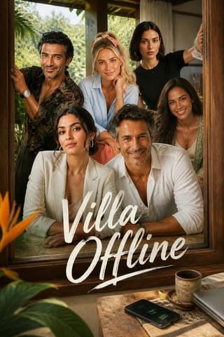 Poster for Villa Offline, cinematic style