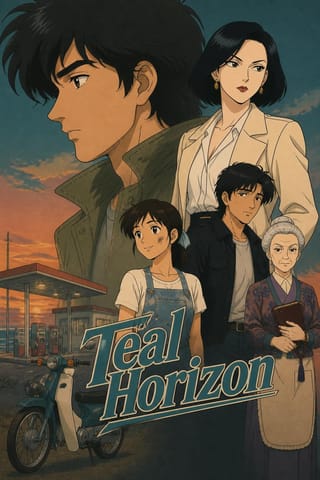 Teal Horizon: roadside romance, anime 80s style