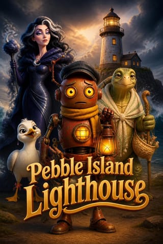 Pebble Island Lighthouse: kids' adventure, 3D animated style